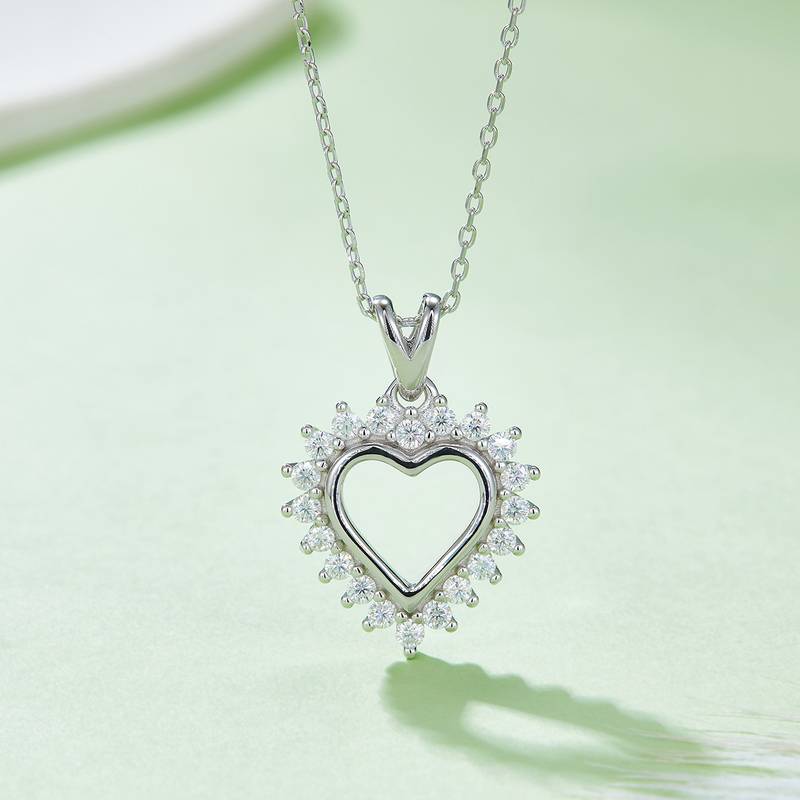 空芯爱心PendantS925银Moissanite厘石D级0.54ct